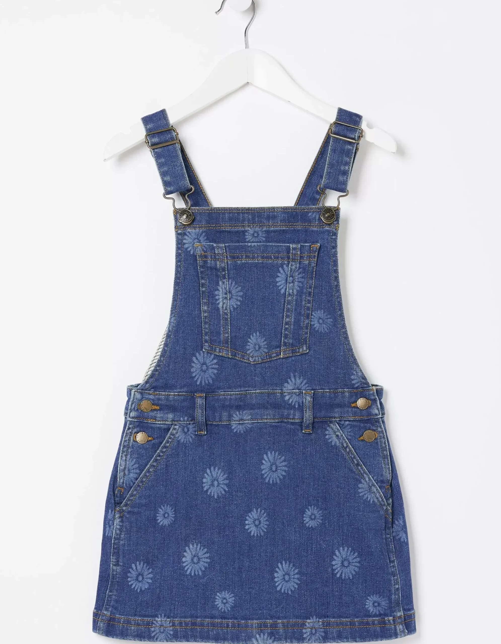 Laser Print Denim Pinafore Dress