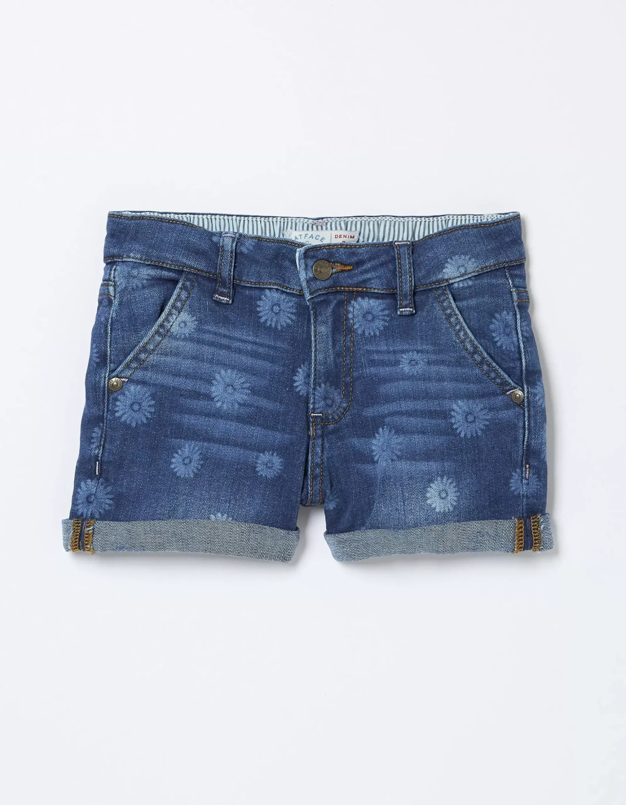 Laser Print Denim Shorts