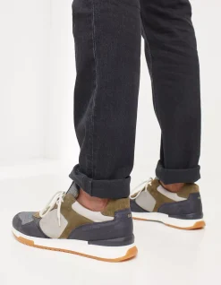 Leather Colour Block Trainers