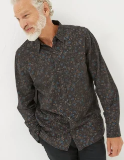 Long Sleeve Painted Floral Print Shirt