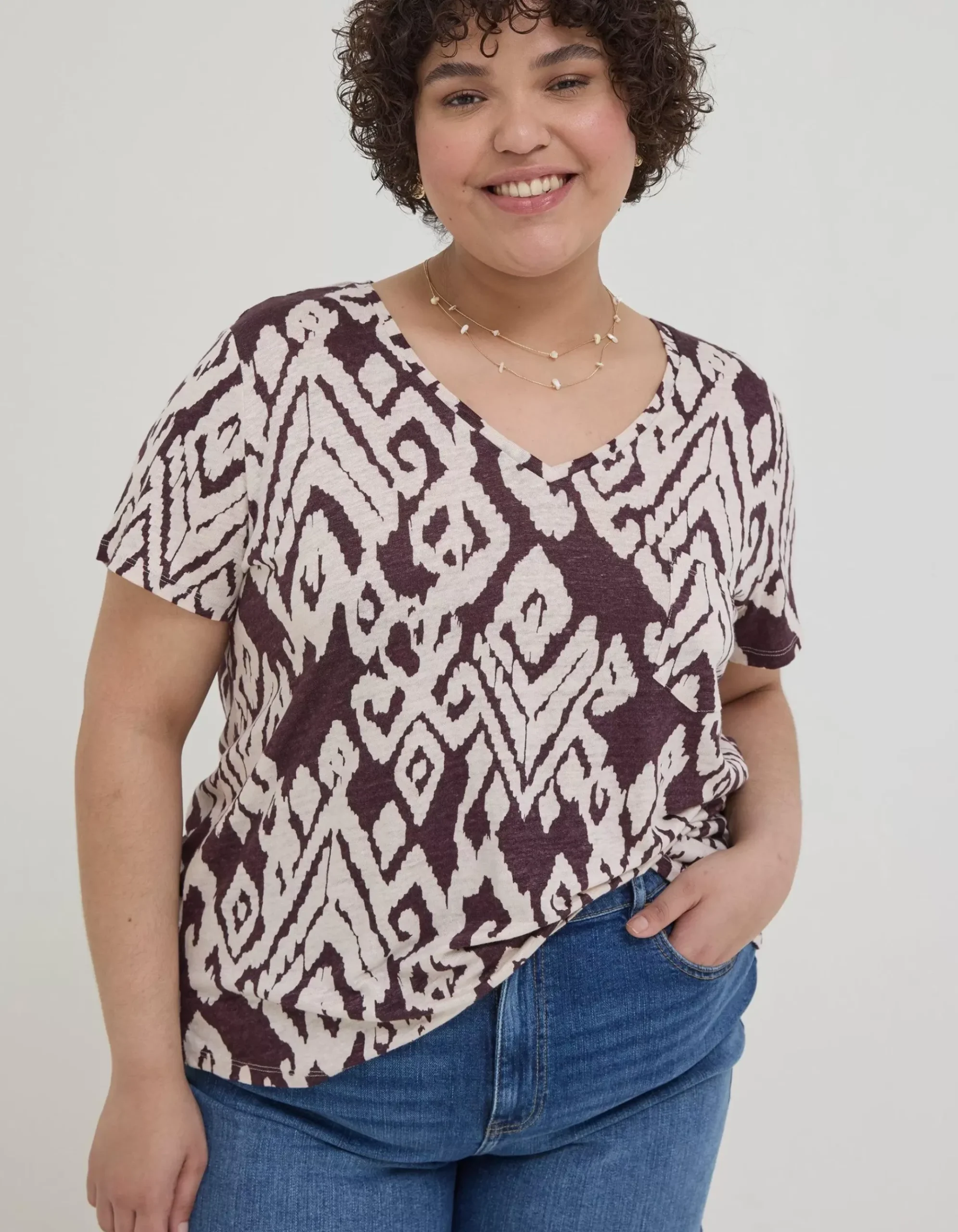 Maggie Bold Ikat Linen T-Shirt