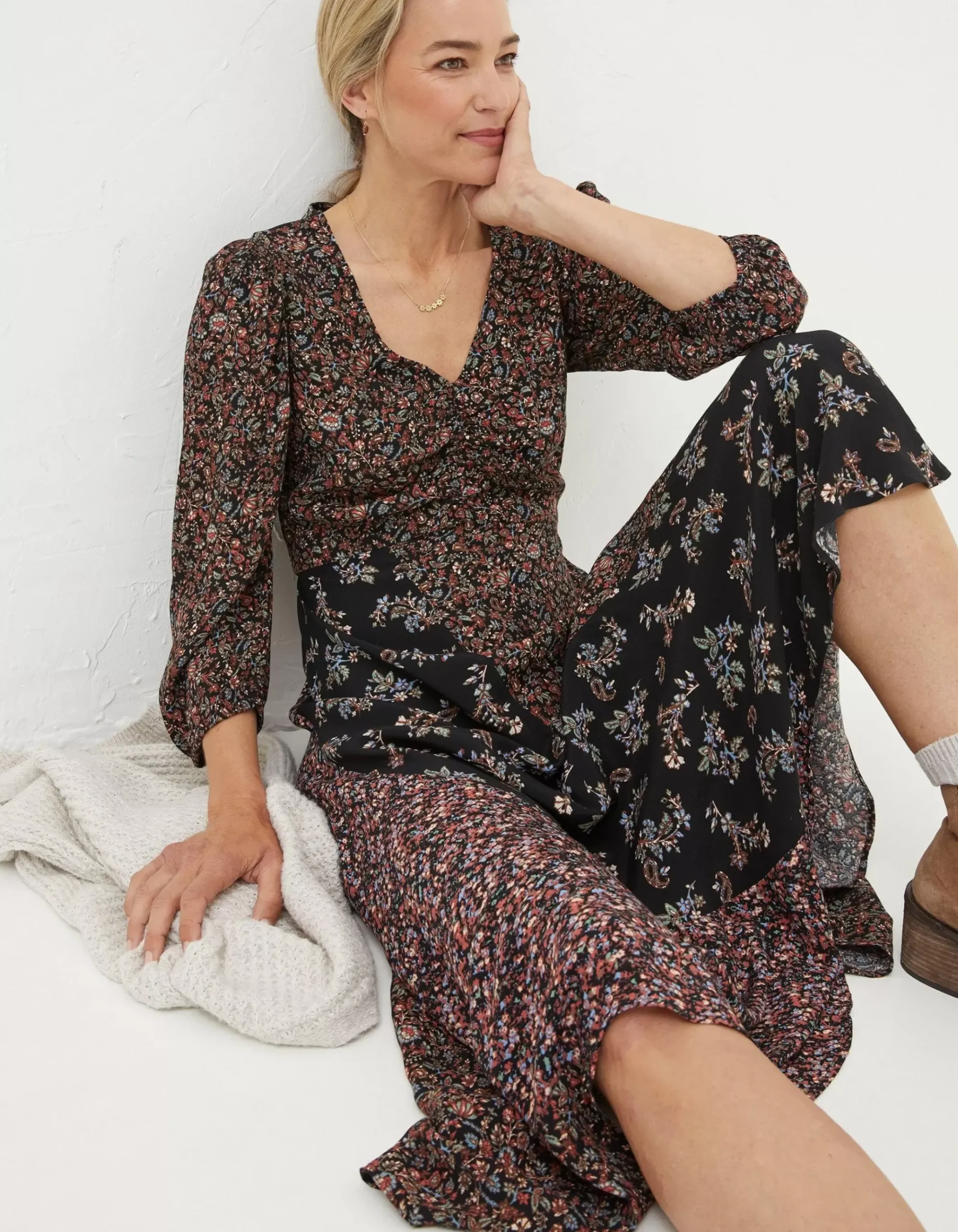 Nate Craft Floral Midi Dress