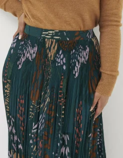 Paignton Landscape Pleated Midi Skirt