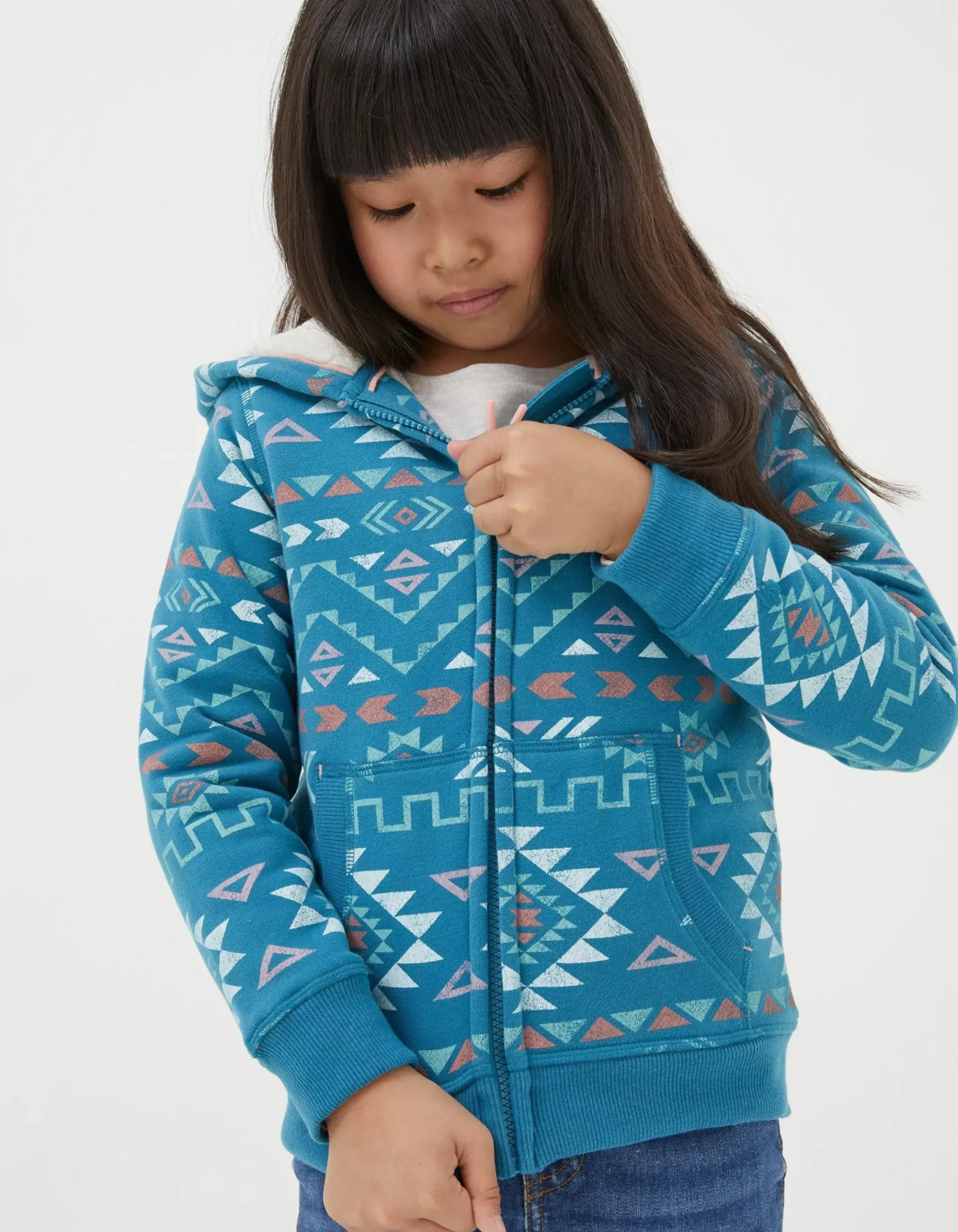 Pattern Zip Sweat Hoodie