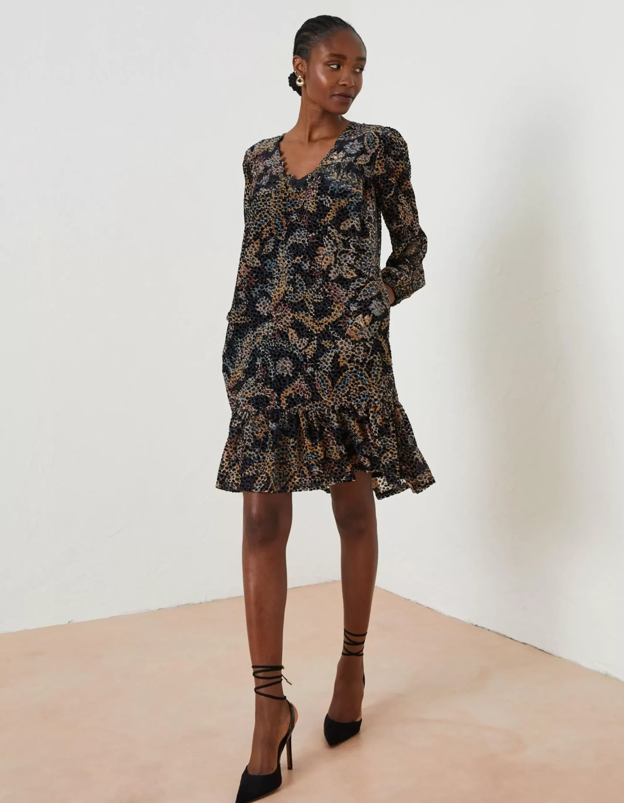 Poplar Floral Devore Dress