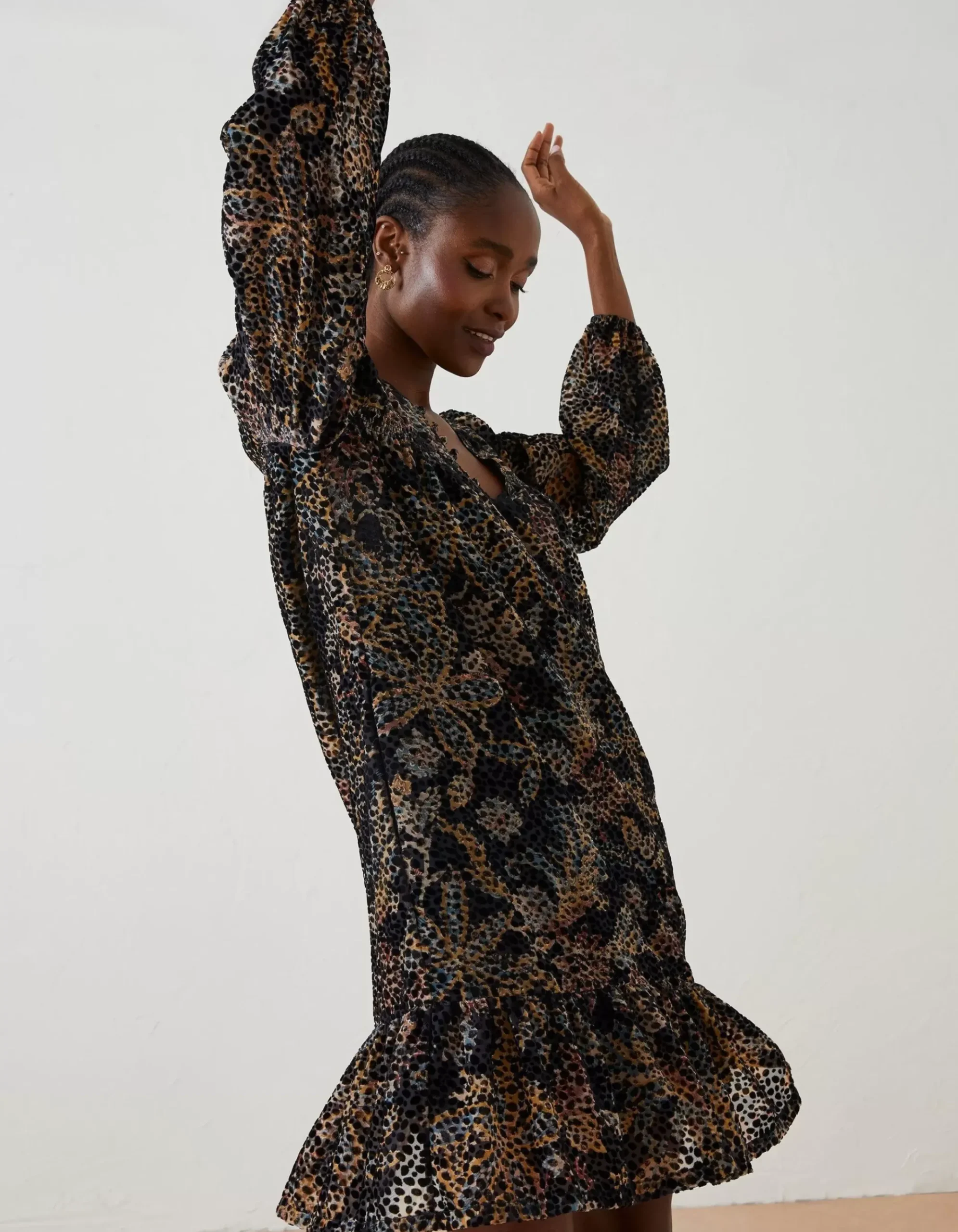 Poplar Floral Devore Dress