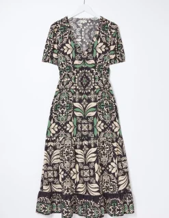 Priya Mosaic Leaf Midi Dress