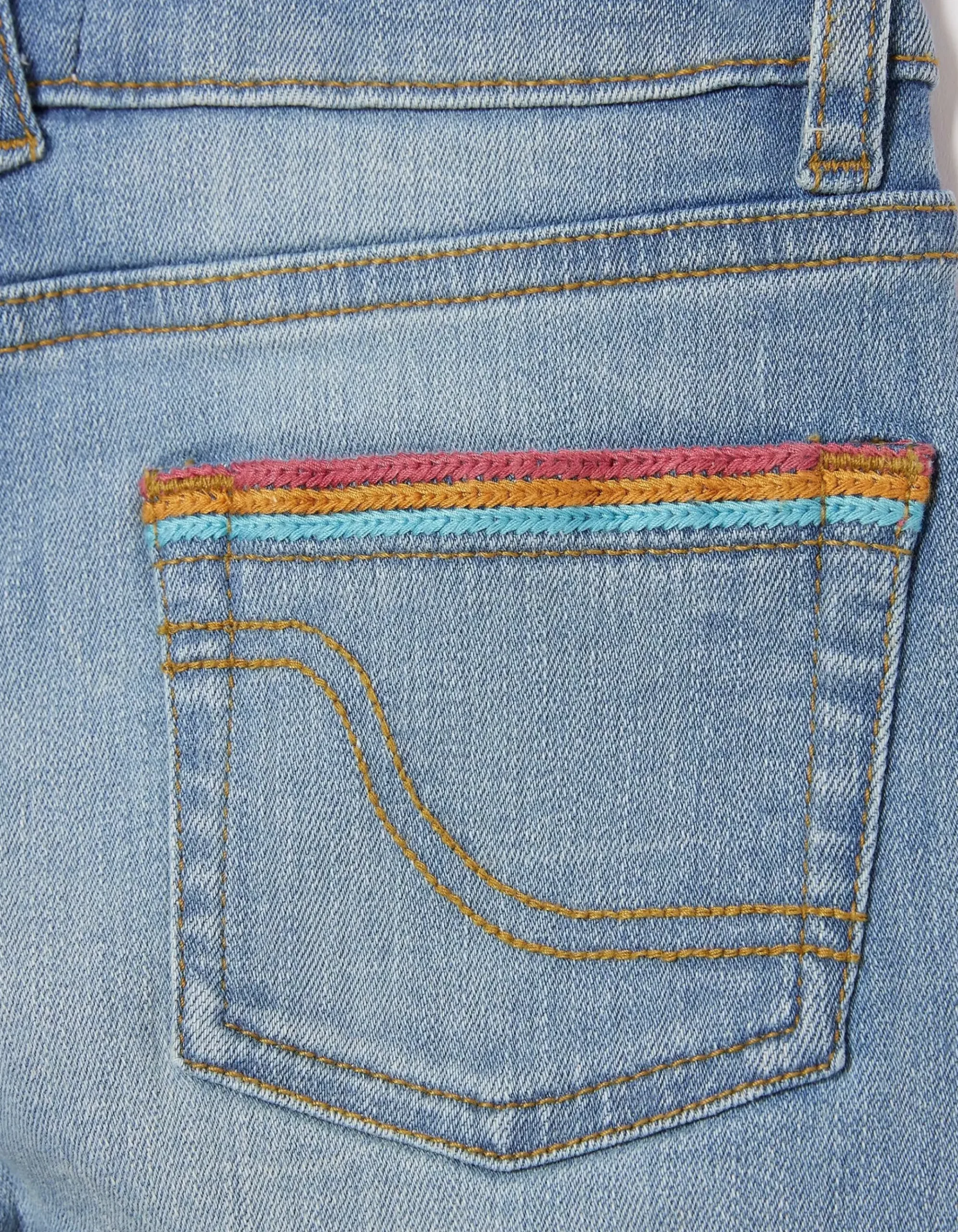 Rainbow Embroidered Denim Shorts