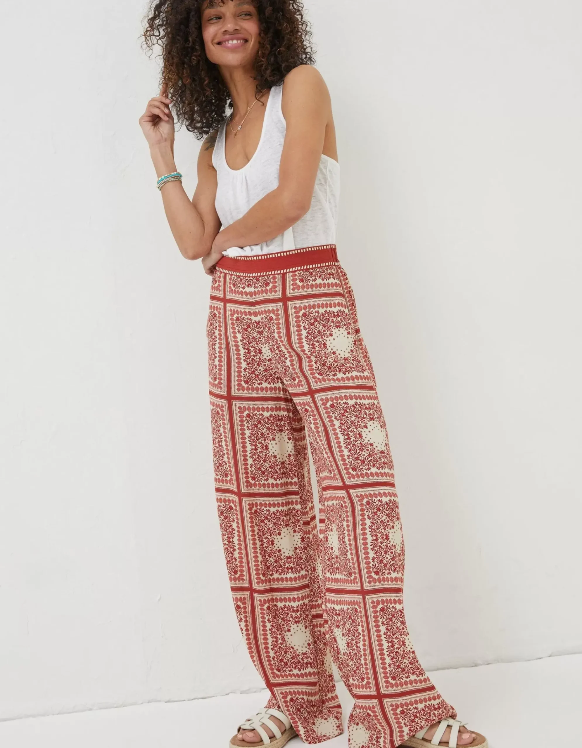 Scarf Print Palazzo Trousers
