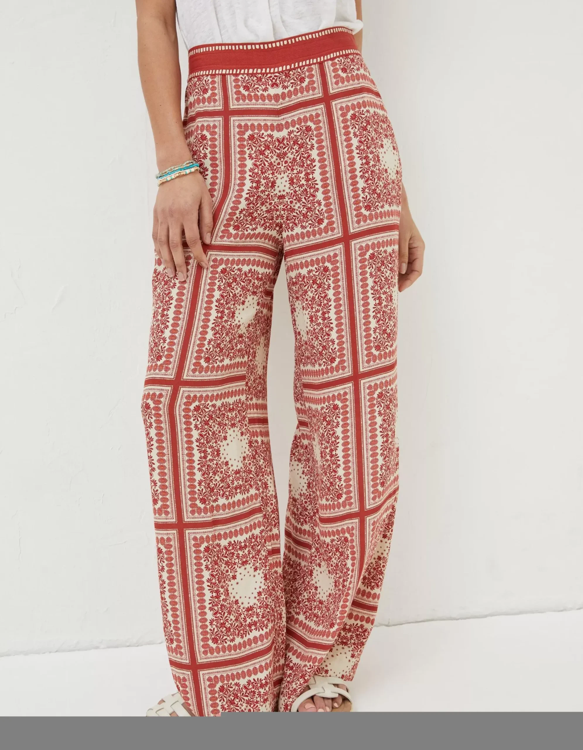 Scarf Print Palazzo Trousers