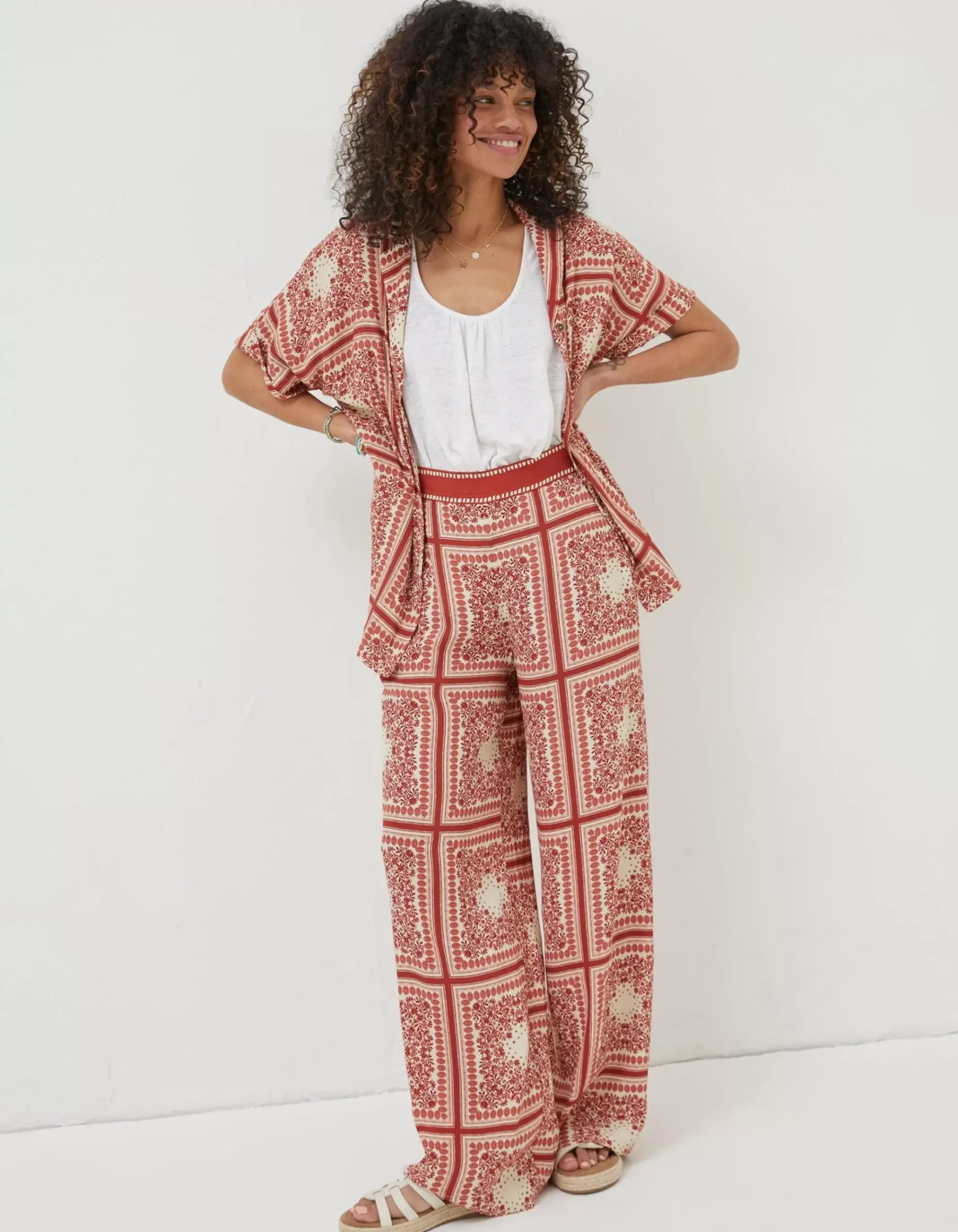 Scarf Print Palazzo Trousers