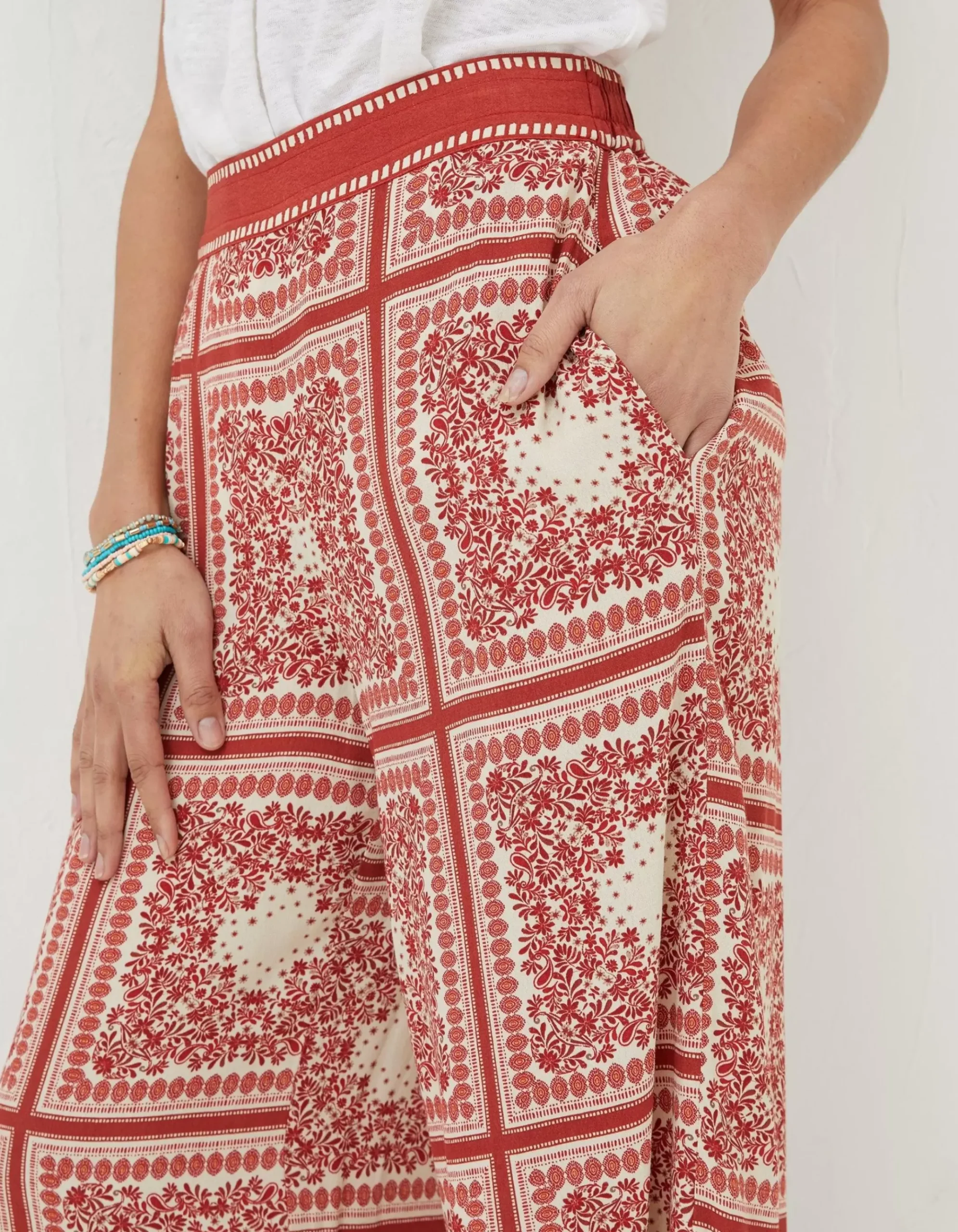 Scarf Print Palazzo Trousers