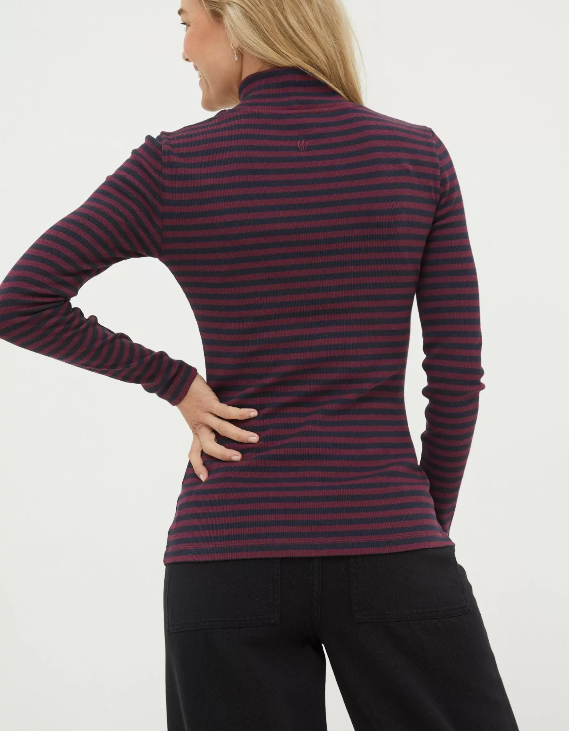 Selina Stripe Roll Neck Top
