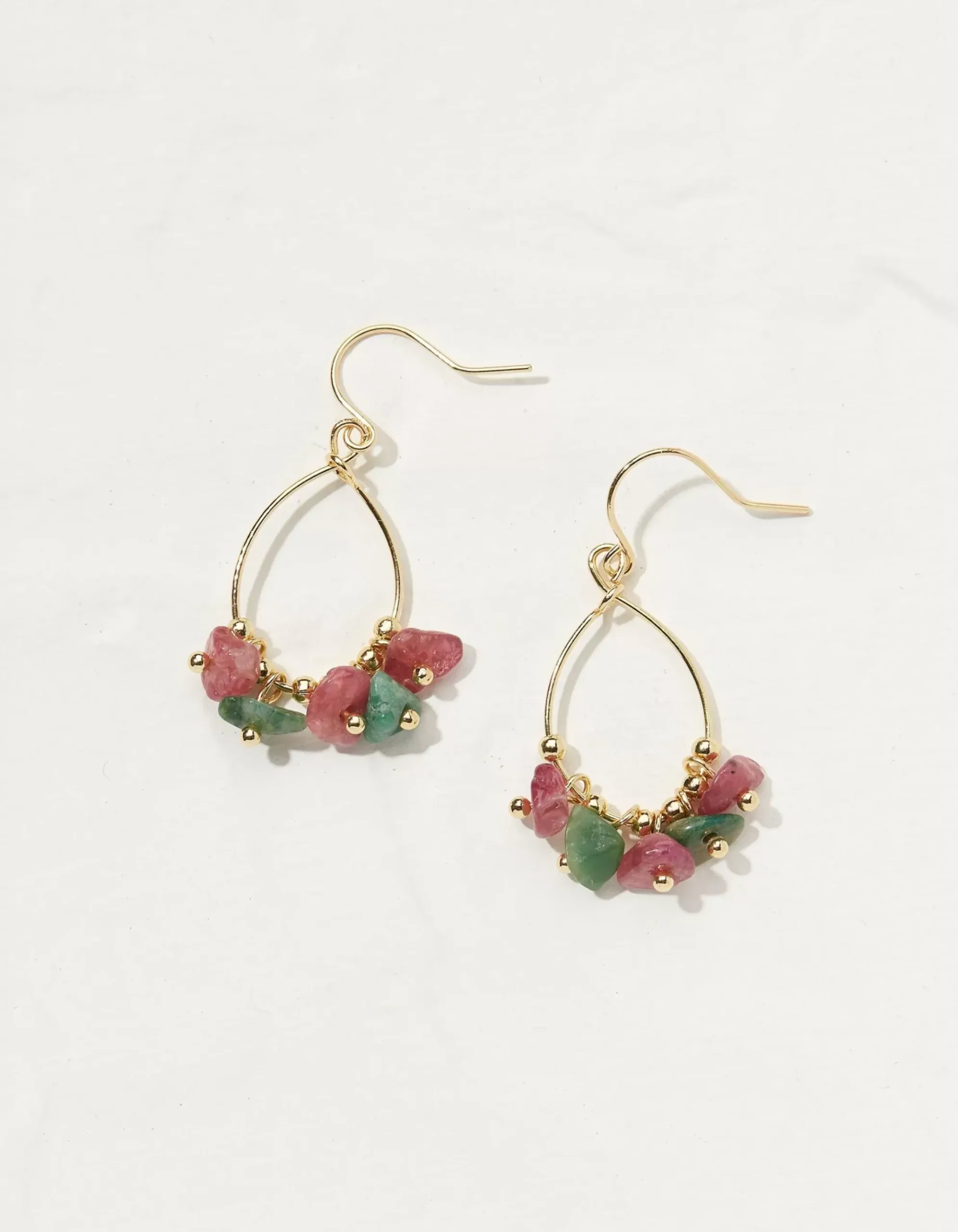 Semi Precious Stone Drop Earrings