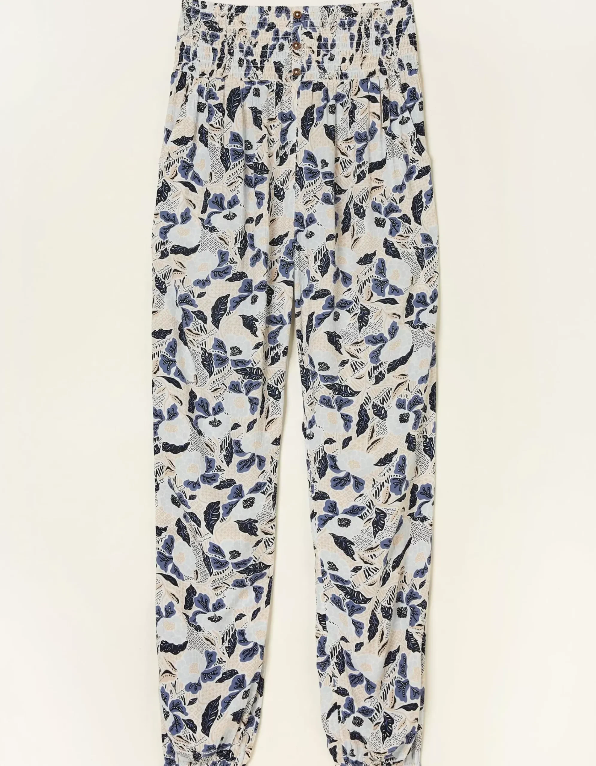 Shirred Batik Flowers Trousers