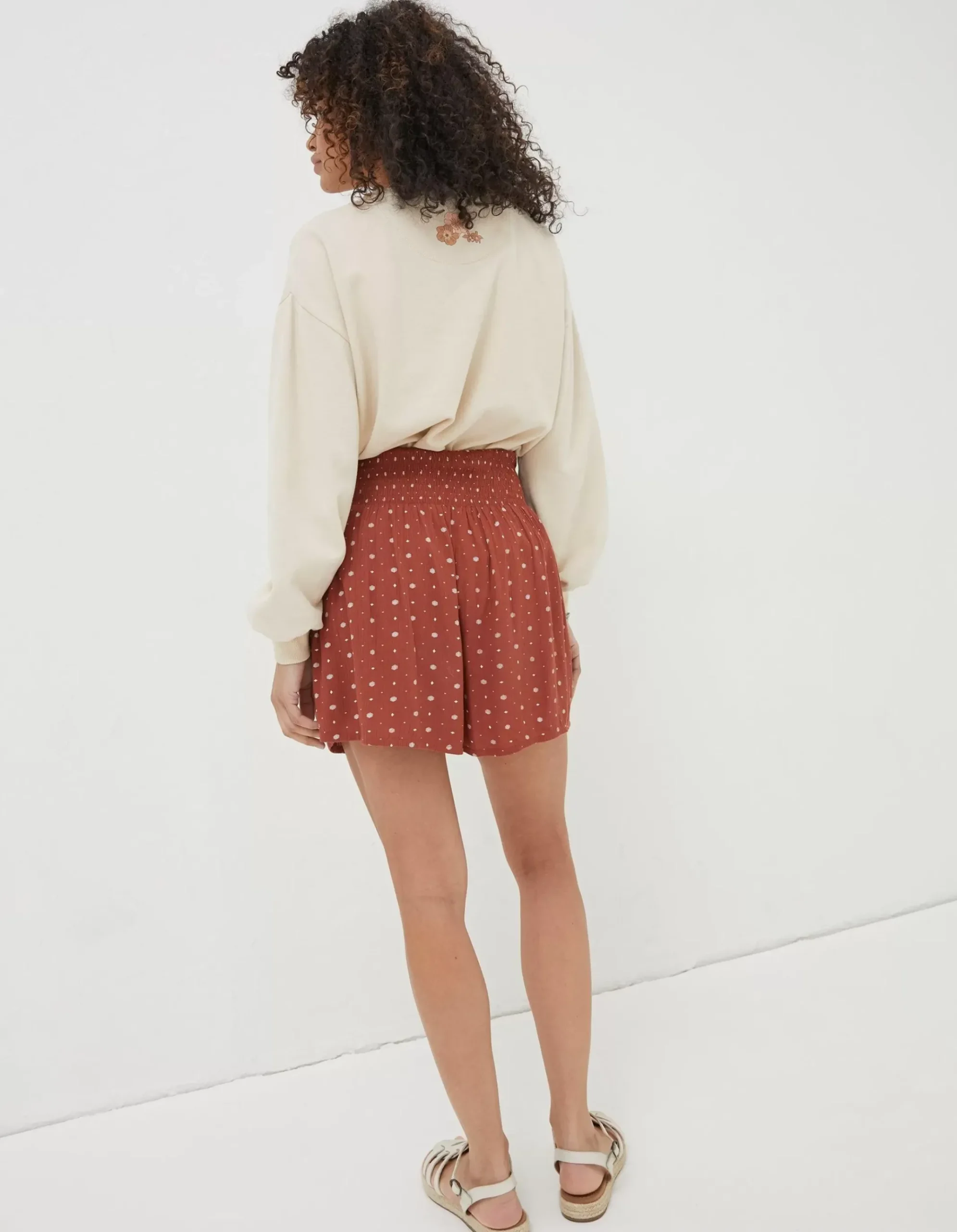 Shirred Clip Geo Shorts