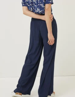 Shirred Plain Palazzo Trousers