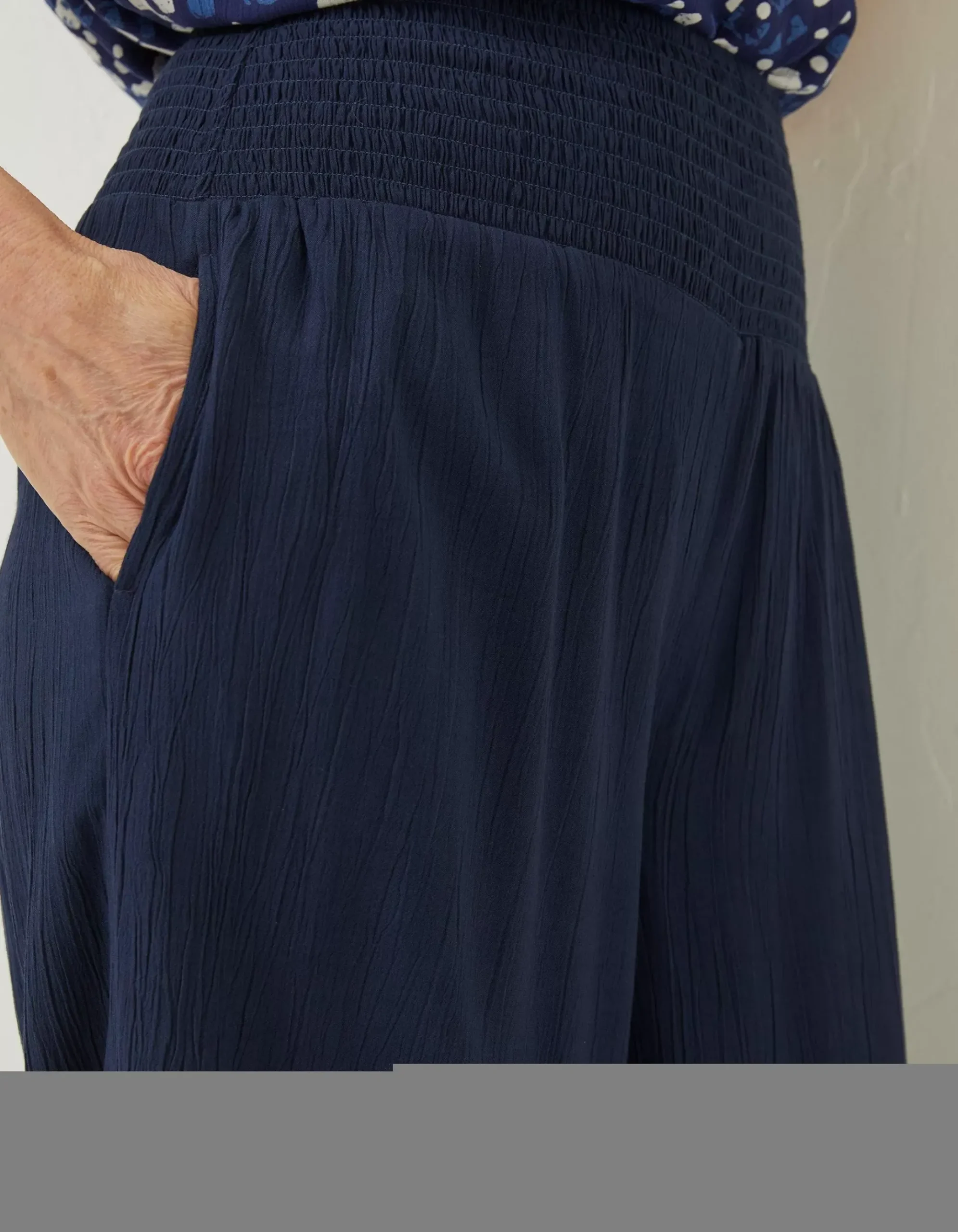 Shirred Plain Palazzo Trousers