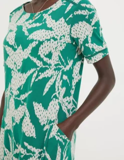 Simone Textured Leaves Jersey Dress