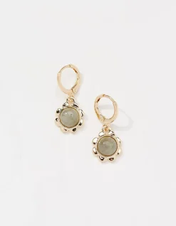 Stone Flower Drop Earrings