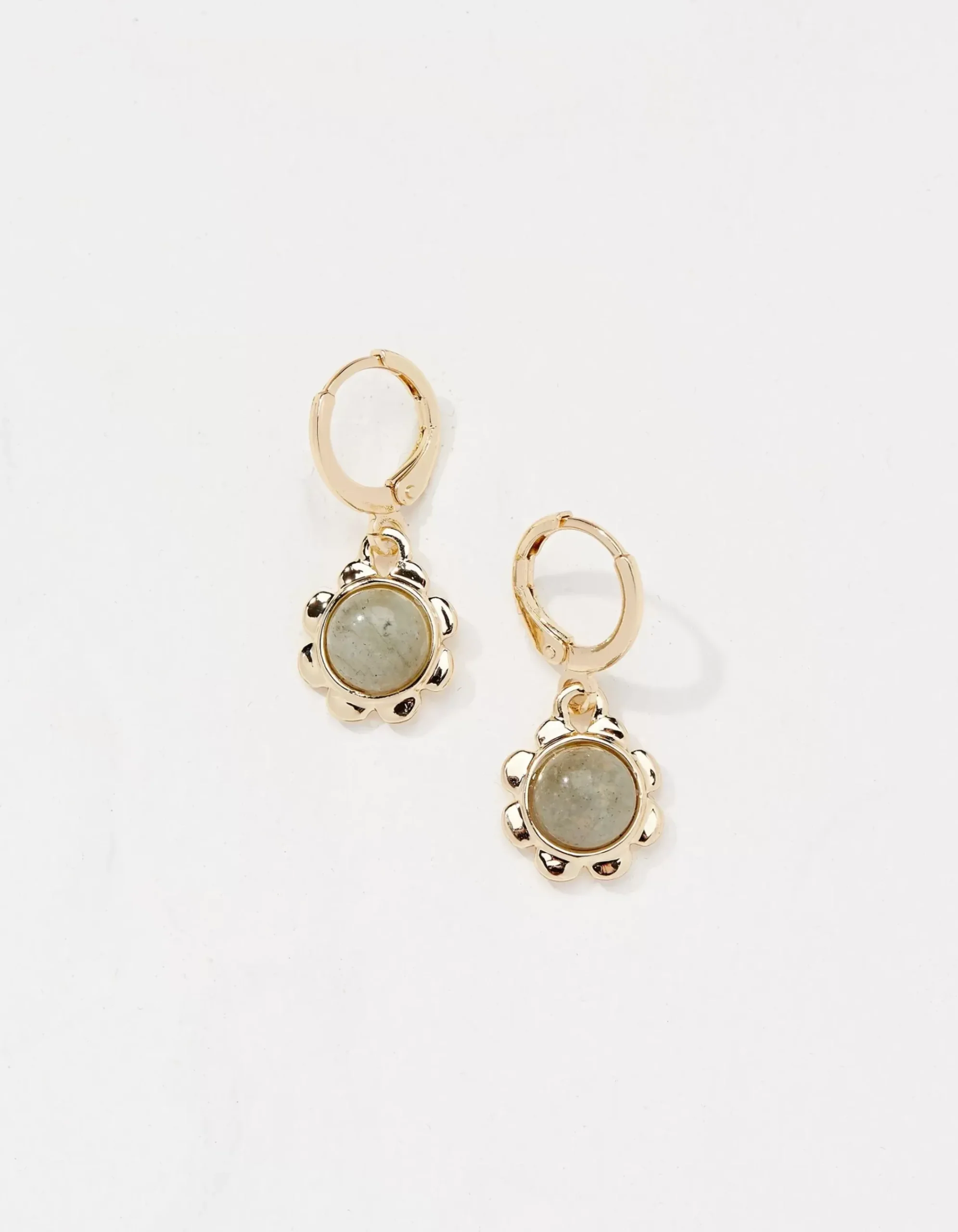 Stone Flower Drop Earrings