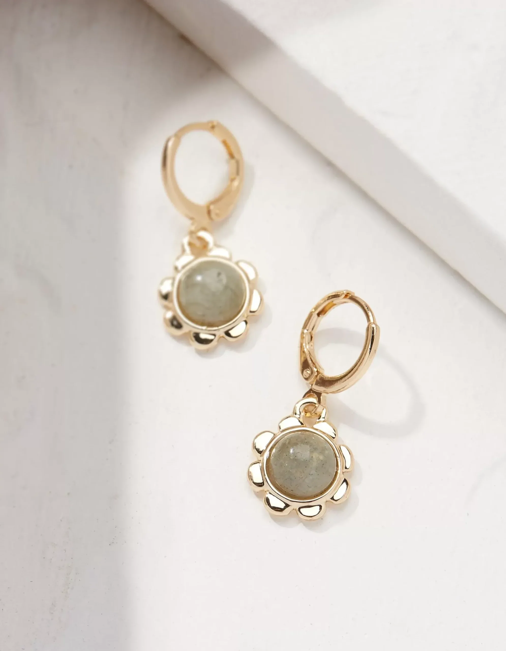 Stone Flower Drop Earrings