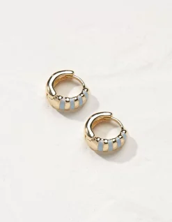 Stripe Enamel Huggy Hoops