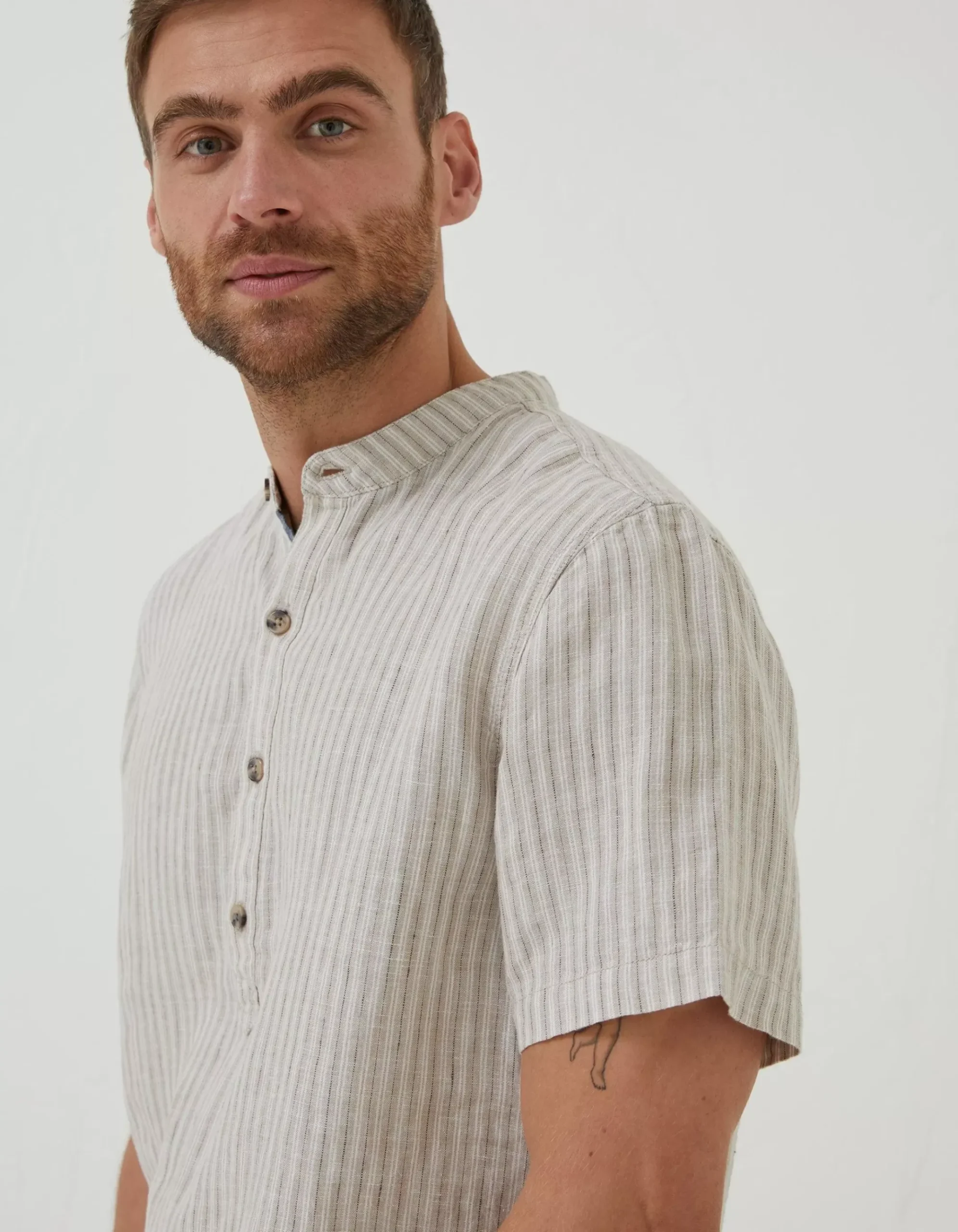 Stripe Pop Over Linen Shirt