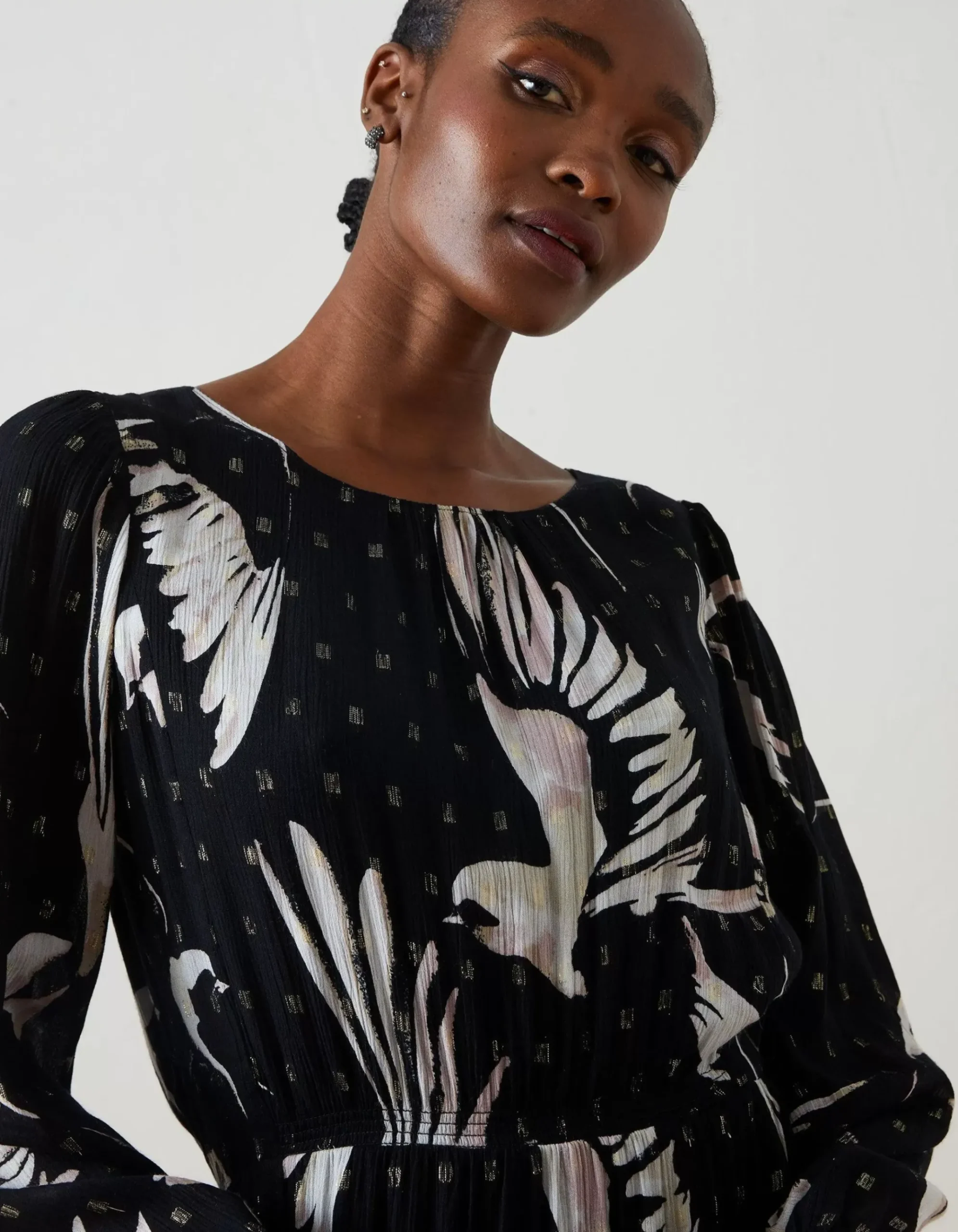 Swallow Print Elaine Midi Dress