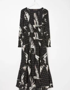 Swallow Print Elaine Midi Dress