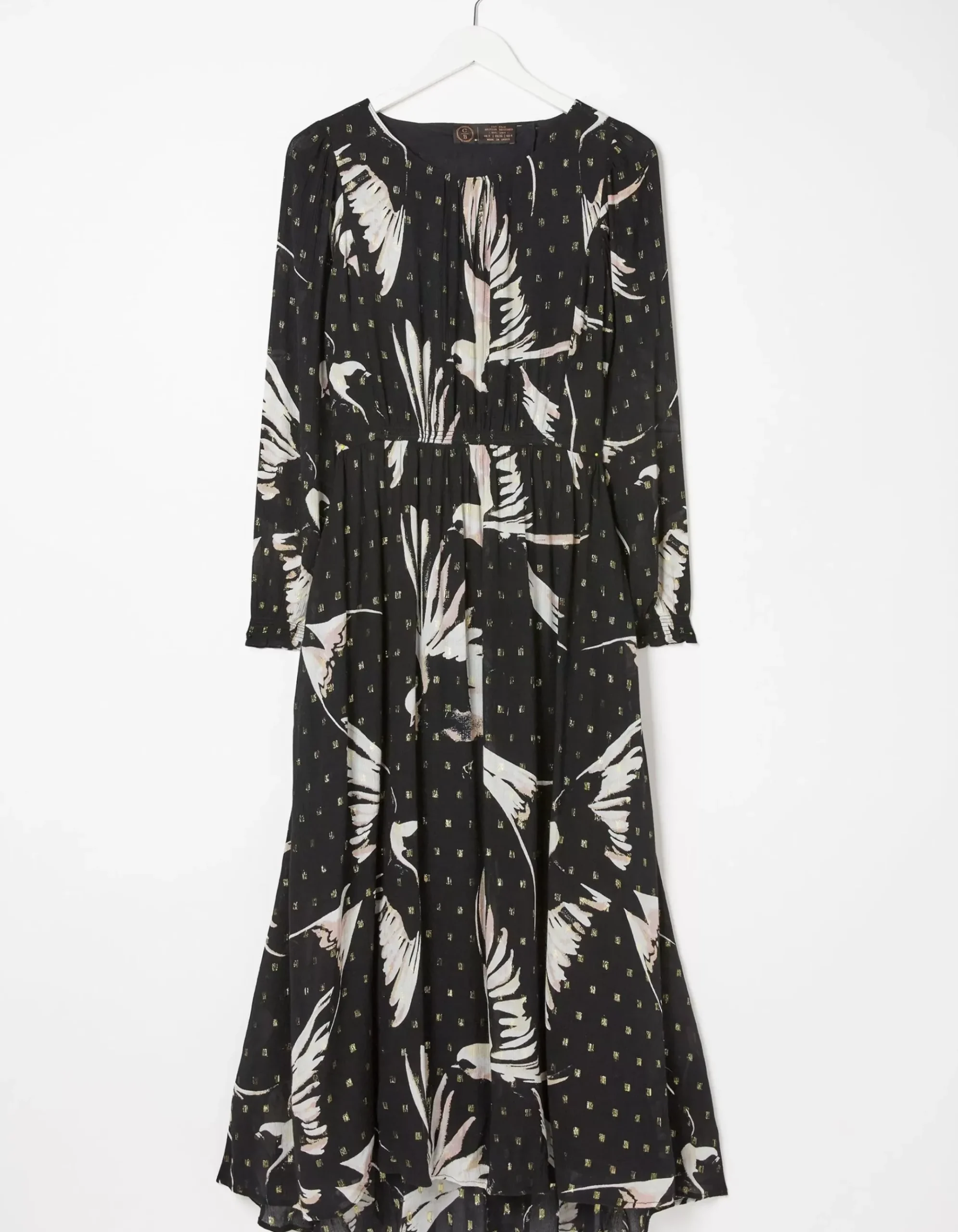 Swallow Print Elaine Midi Dress