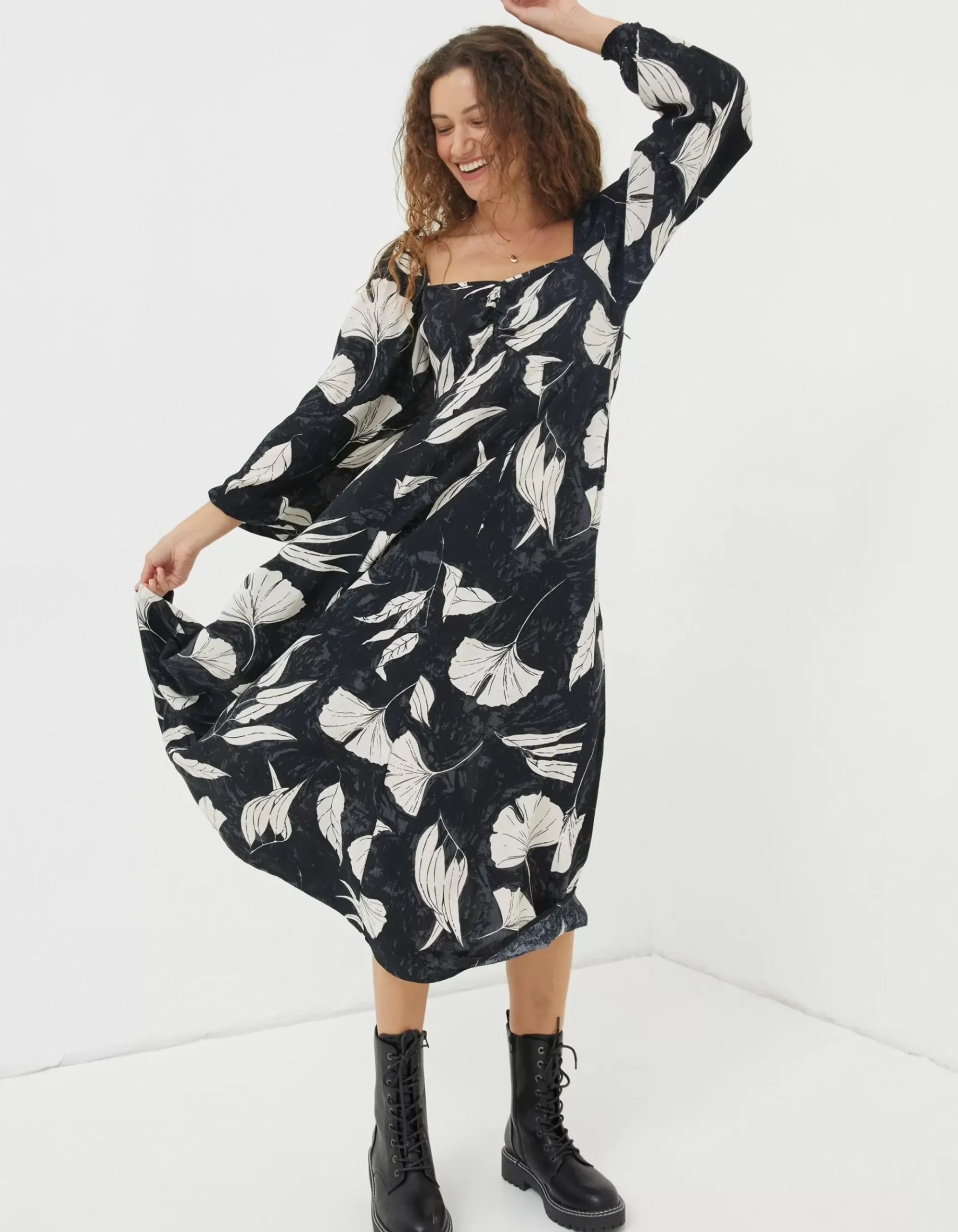 Tessa Twilight Leaves Midi Dress