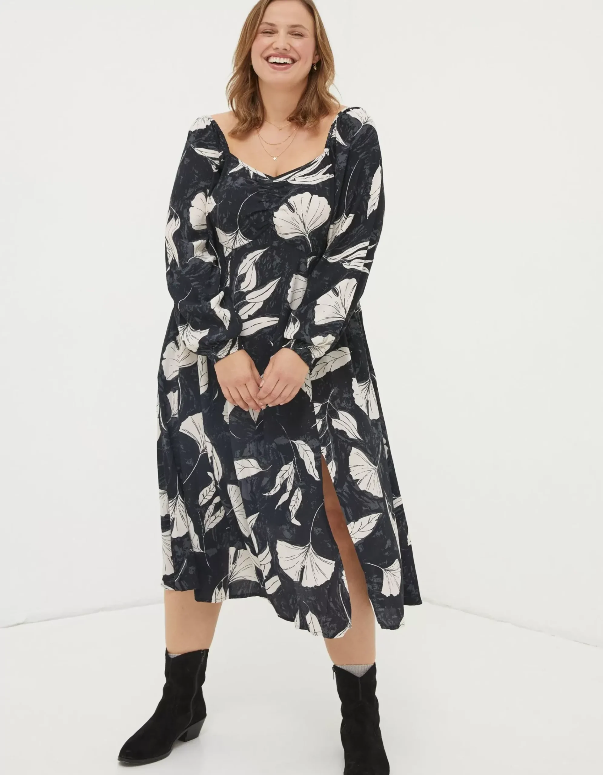 Tessa Twilight Leaves Midi Dress