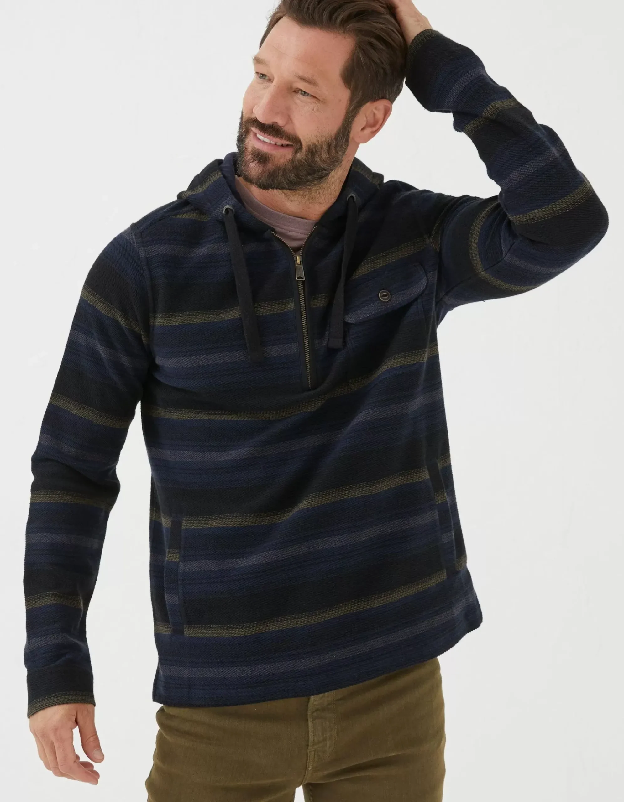 Trescowe Stripe Half Zip Hoodie