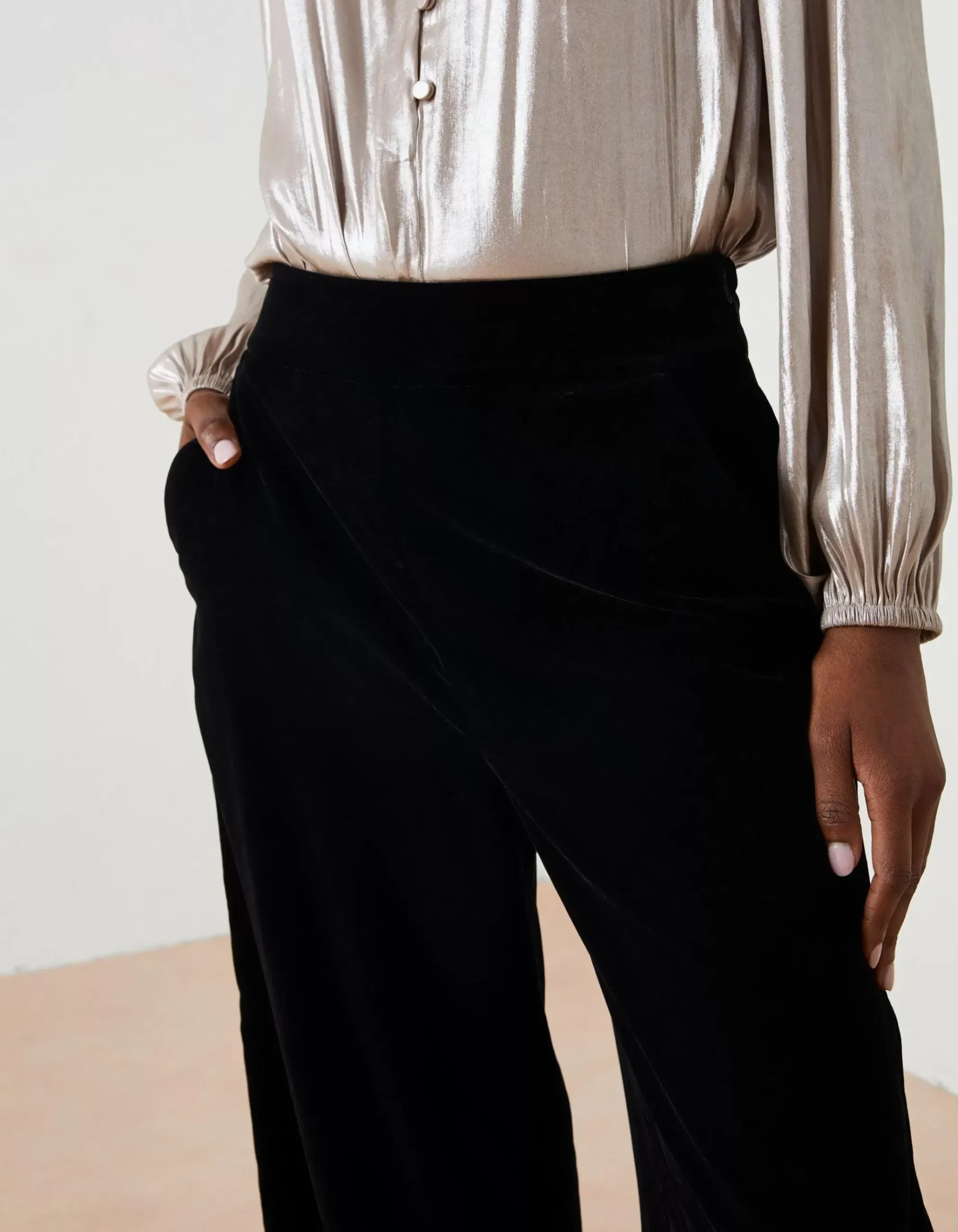 Wide Leg Velvet Trousers