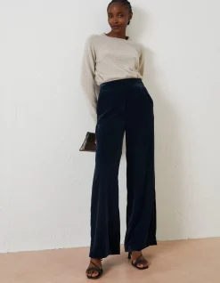 Wide Leg Velvet Trousers
